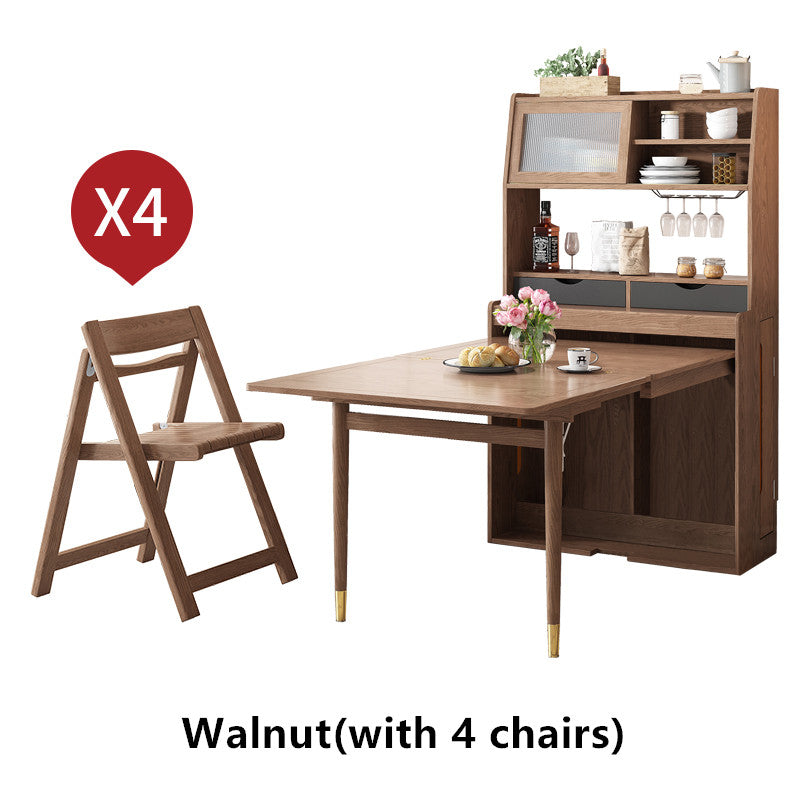 Limited time sale -Space Saving Foldable and Extendable Side Table with Hutch Cabinet