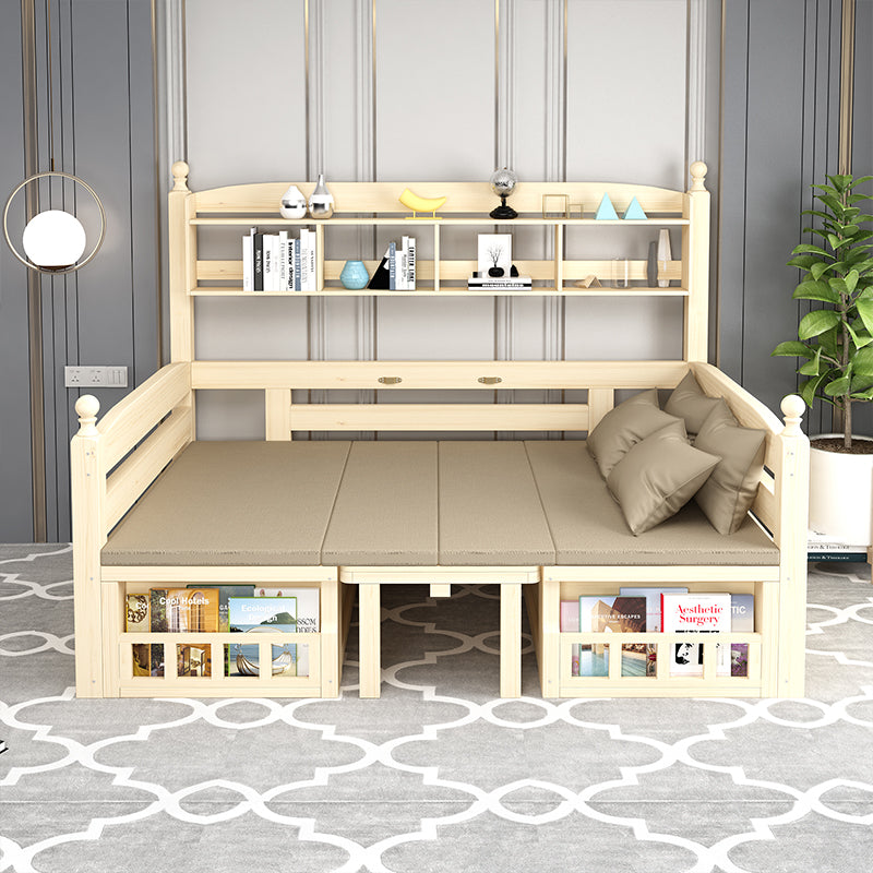 Solid Wood Sofa Bed With Desk and Book Shelf