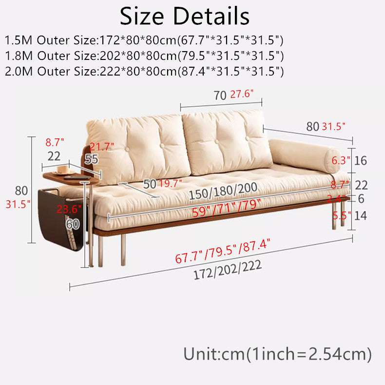 Nordic Minimalist Sofa Bed with Rotating Side Table
