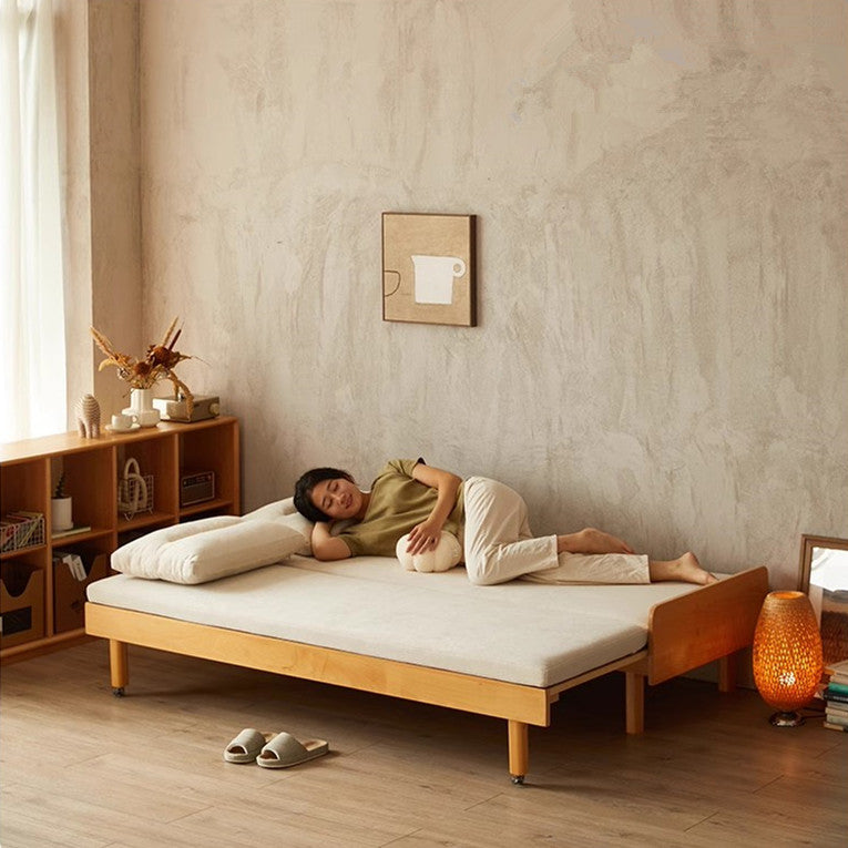 Limited time sale -Japandi Pull Out Solid Beech Wood Day Bed
