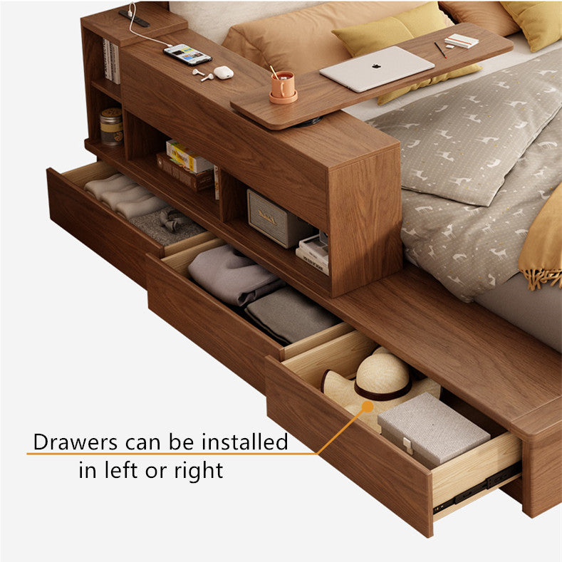 Lift Up Storage Bed With Rotating Desk and Drawers