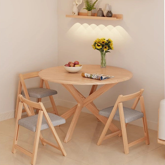 Solid Wood Double Drop Leaf Round Table