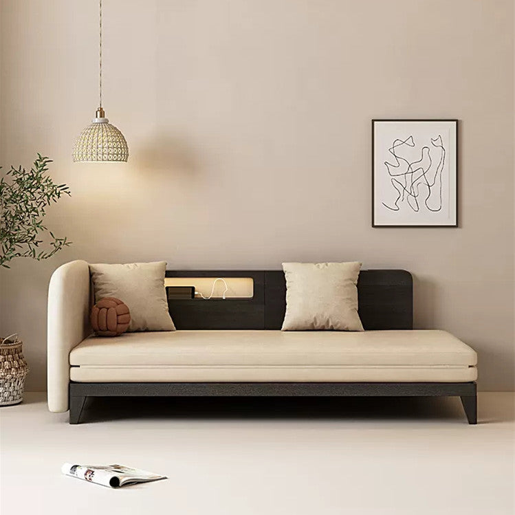 Pull Out Sofa Bed with Backrest and Single Armrest