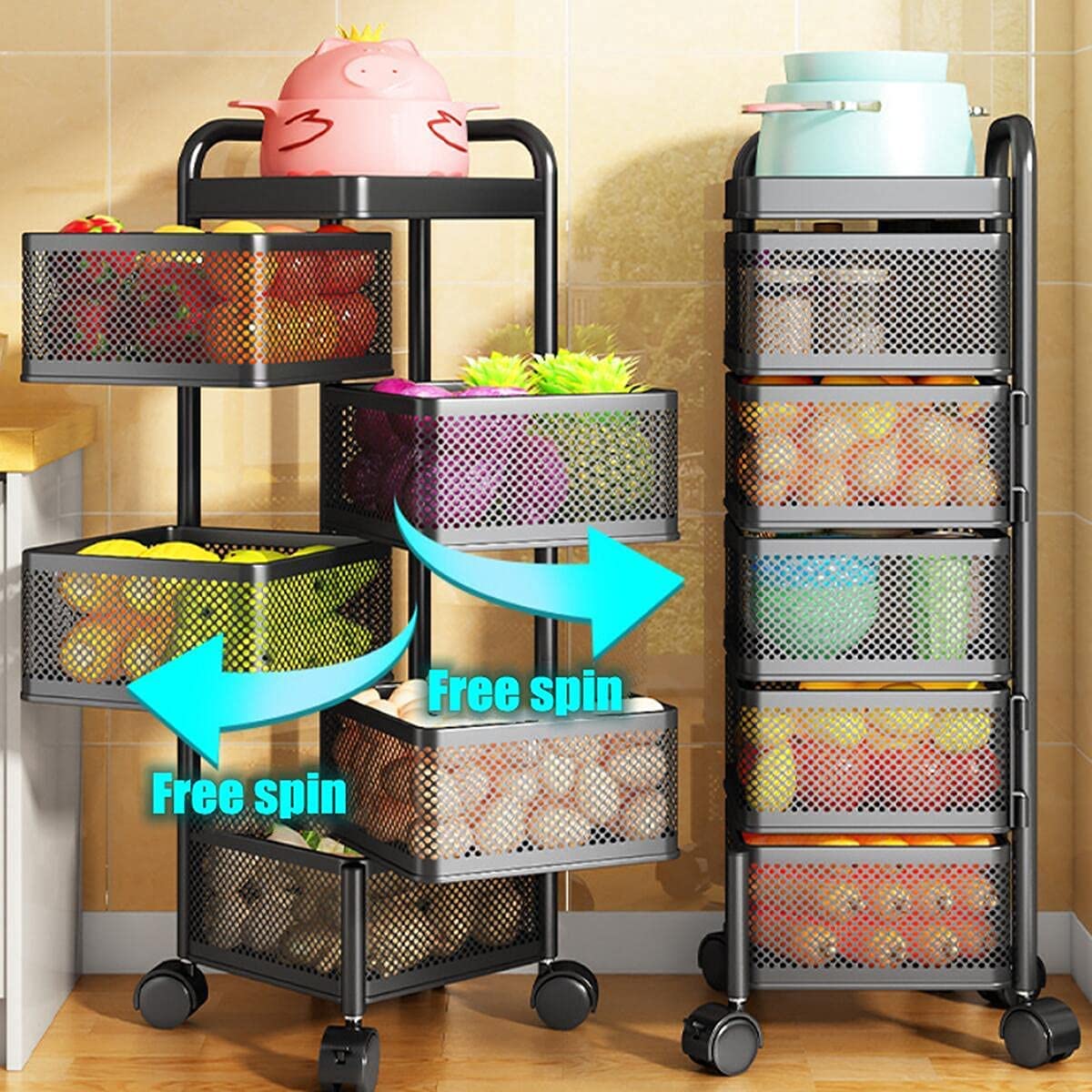 Limited time sale -Multi- Layer Rotating Kitchen Storage Rack with Universal Wheels