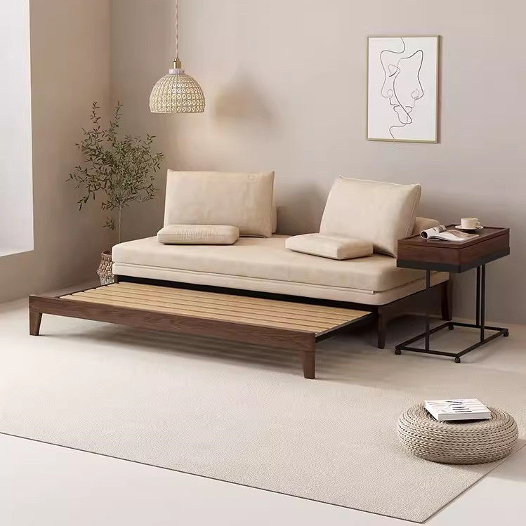 Japandi Movable Back Cushions Pull Out Sofa Bed