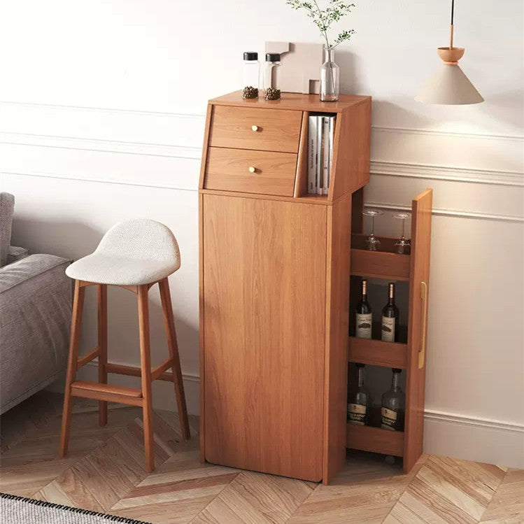Folding Wine Bar Table with Pull Out Wine Rack