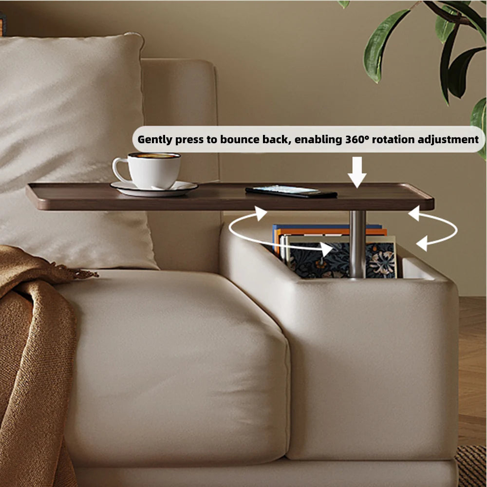 Leathaire Fabric Adjustable Back Support Sofa Bed With Rotating Armrest Desktop