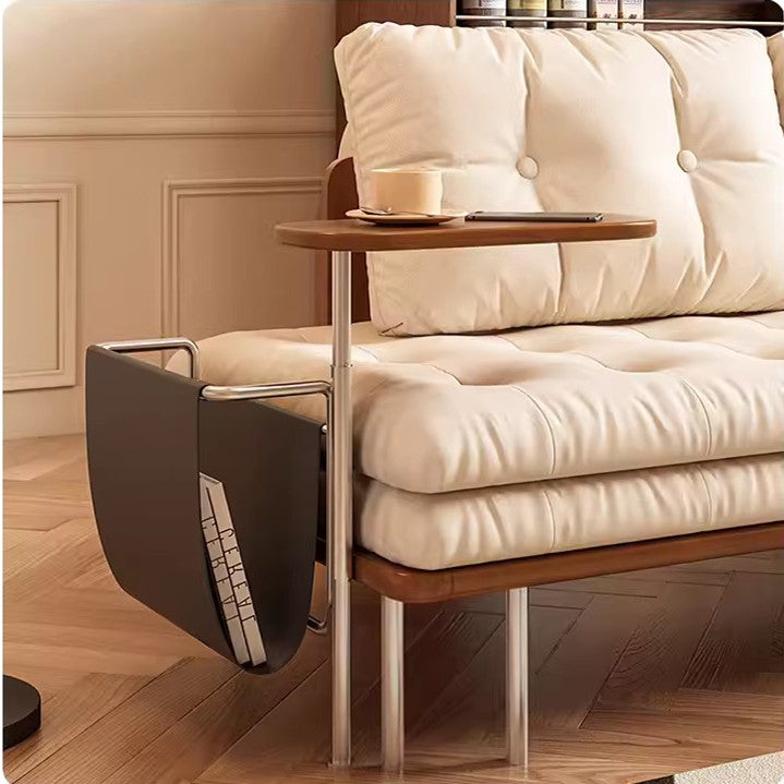 Nordic Minimalist Sofa Bed with Rotating Side Table