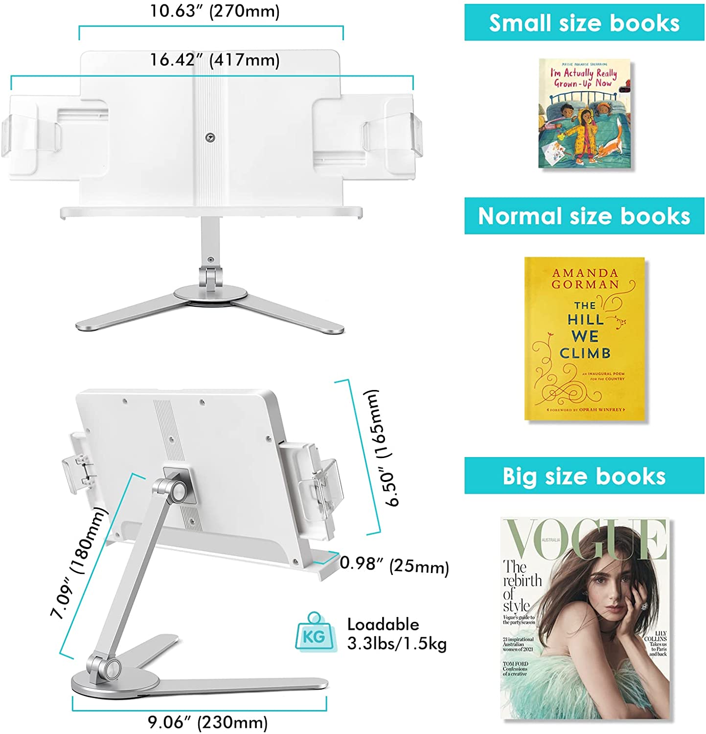 Limited time sale -2022 New Arrival Aluminum Alloy Adjustable Height & Angle Book Stand