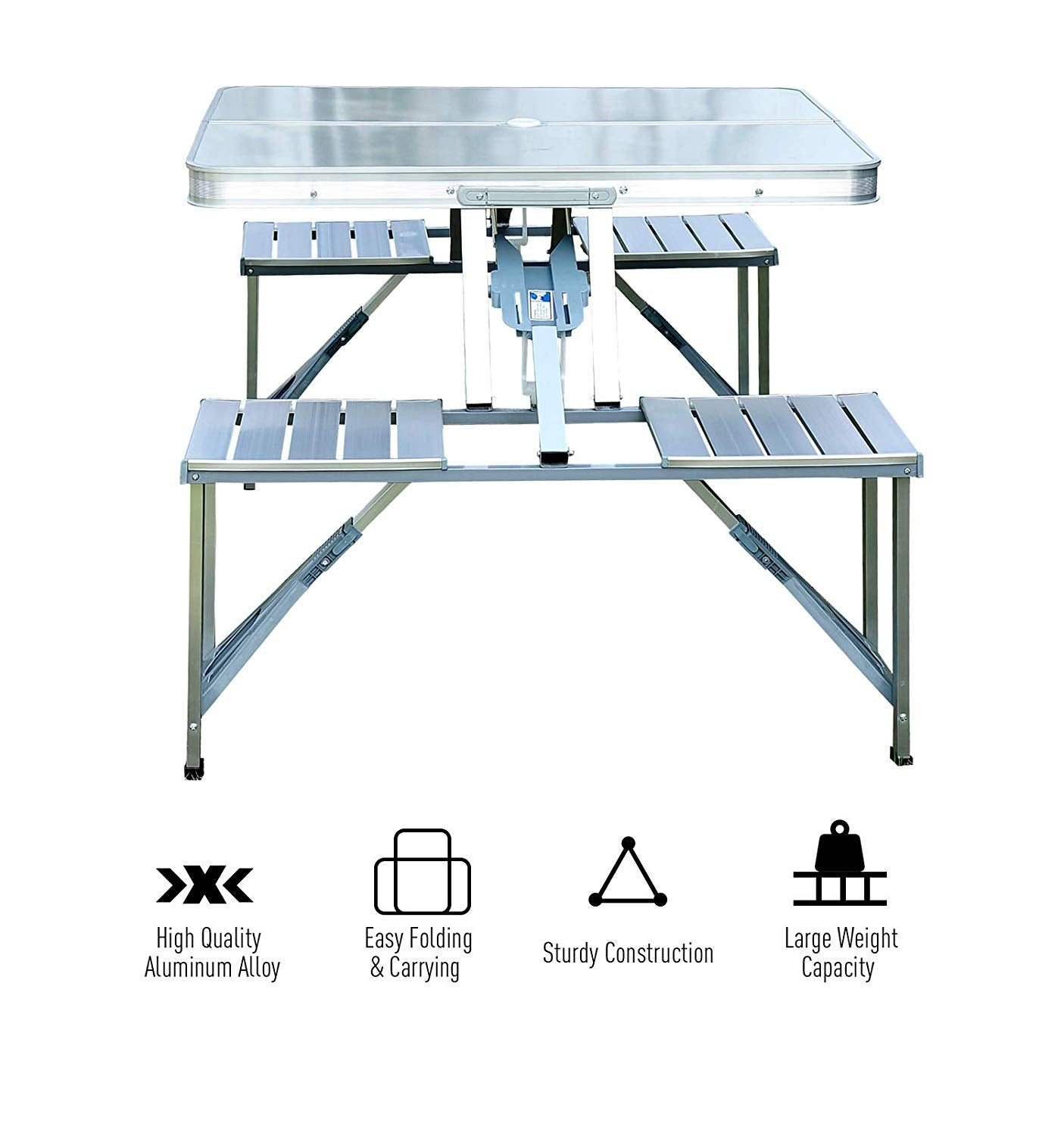 Limited time sale -Aluminium Alloy Outdoor Camping Picnic Table Integrated Folding Table and Chair