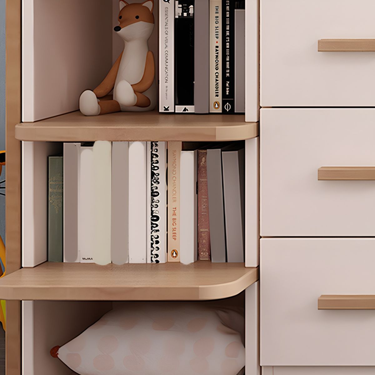 Kids Wood Loft Bed With Small Pull-Out Desk and Wardrobe and Storage Cabinet