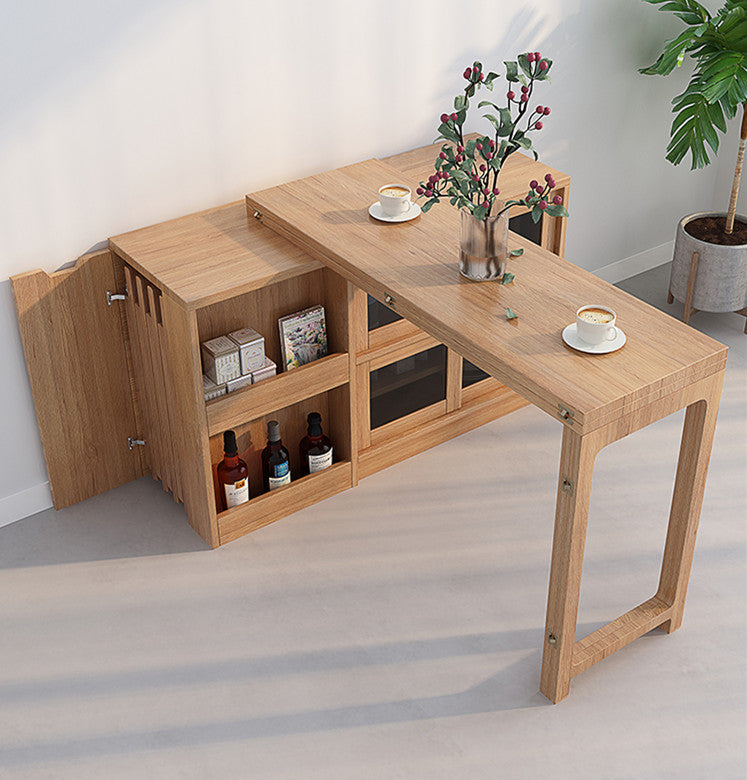 Folding and Expandable Multifunction Dining Table with Hidden Storage Design Cabinet