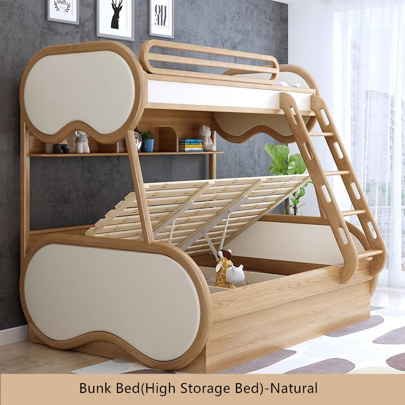 Twin over Full Bunk Bed with Underneath Storage Trundle and Drawer Stairs