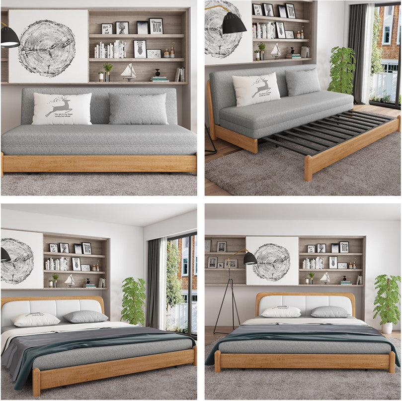 Solid Wood Frame Modern Convertible Sofa Bed With Underneath Storage