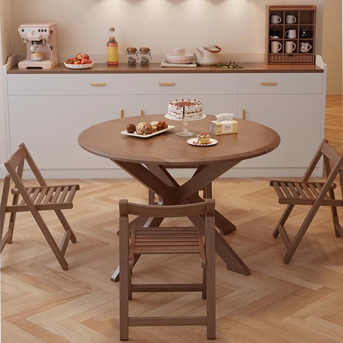 Solid Wood Double Drop Leaf Round Table
