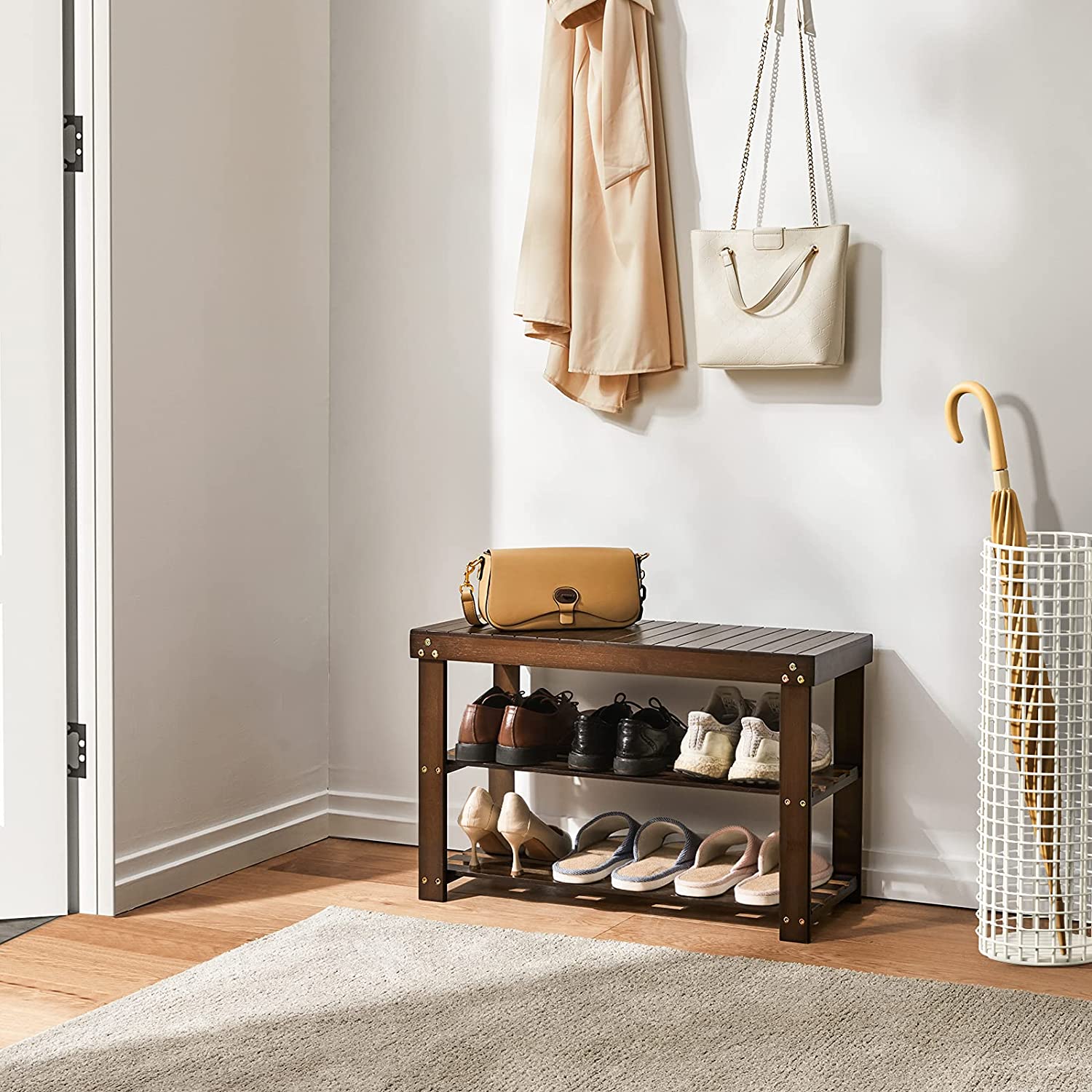 Limited time sale -Bamboo Shoe Rack Bench Organizer Shelf