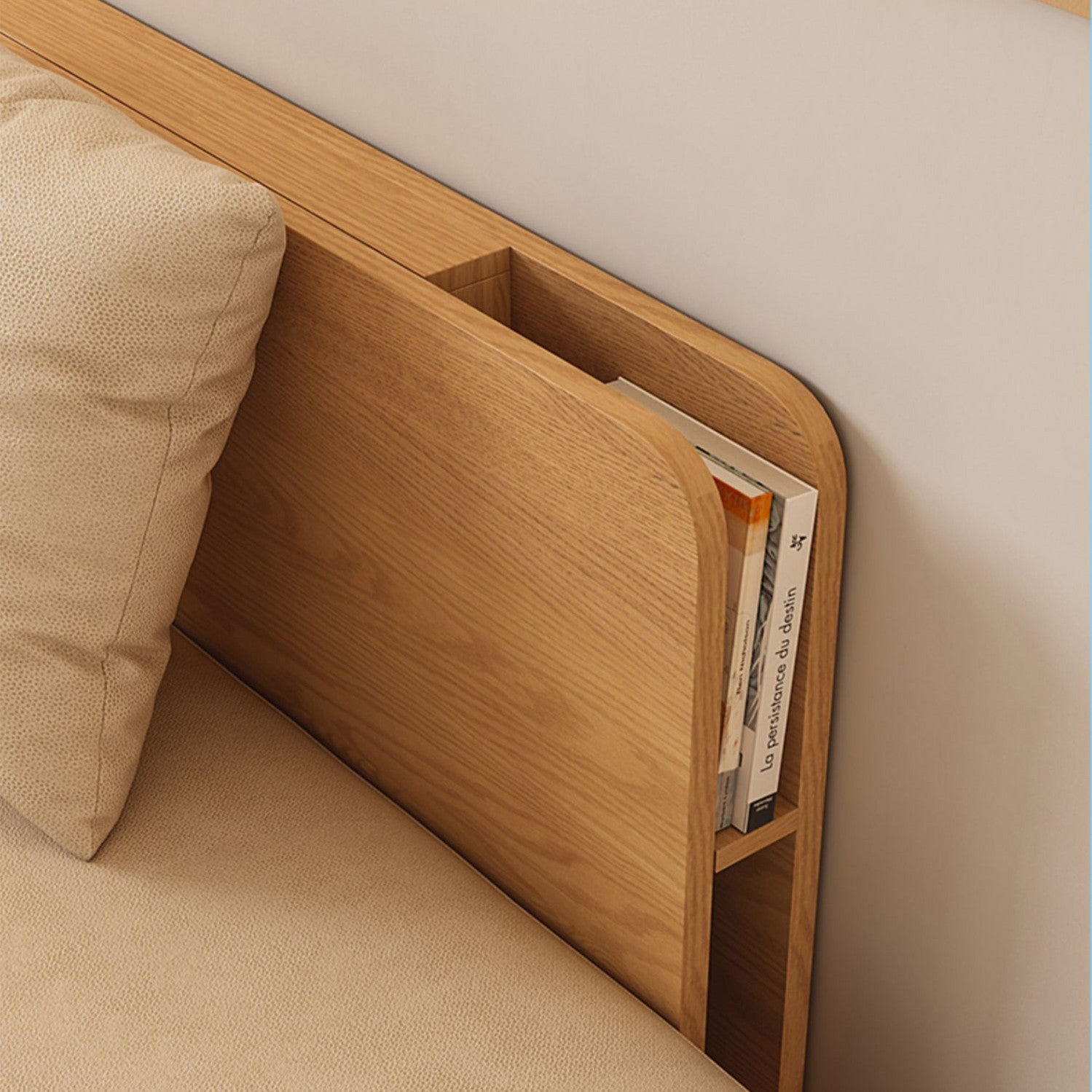 Pull Out Sofa Bed with Backrest and Single Armrest