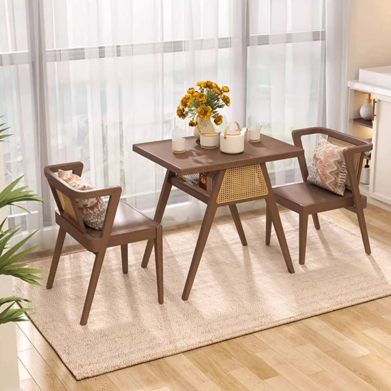 Last 3 days -Space Saver Solid Wood Table with 2 Chairs Set