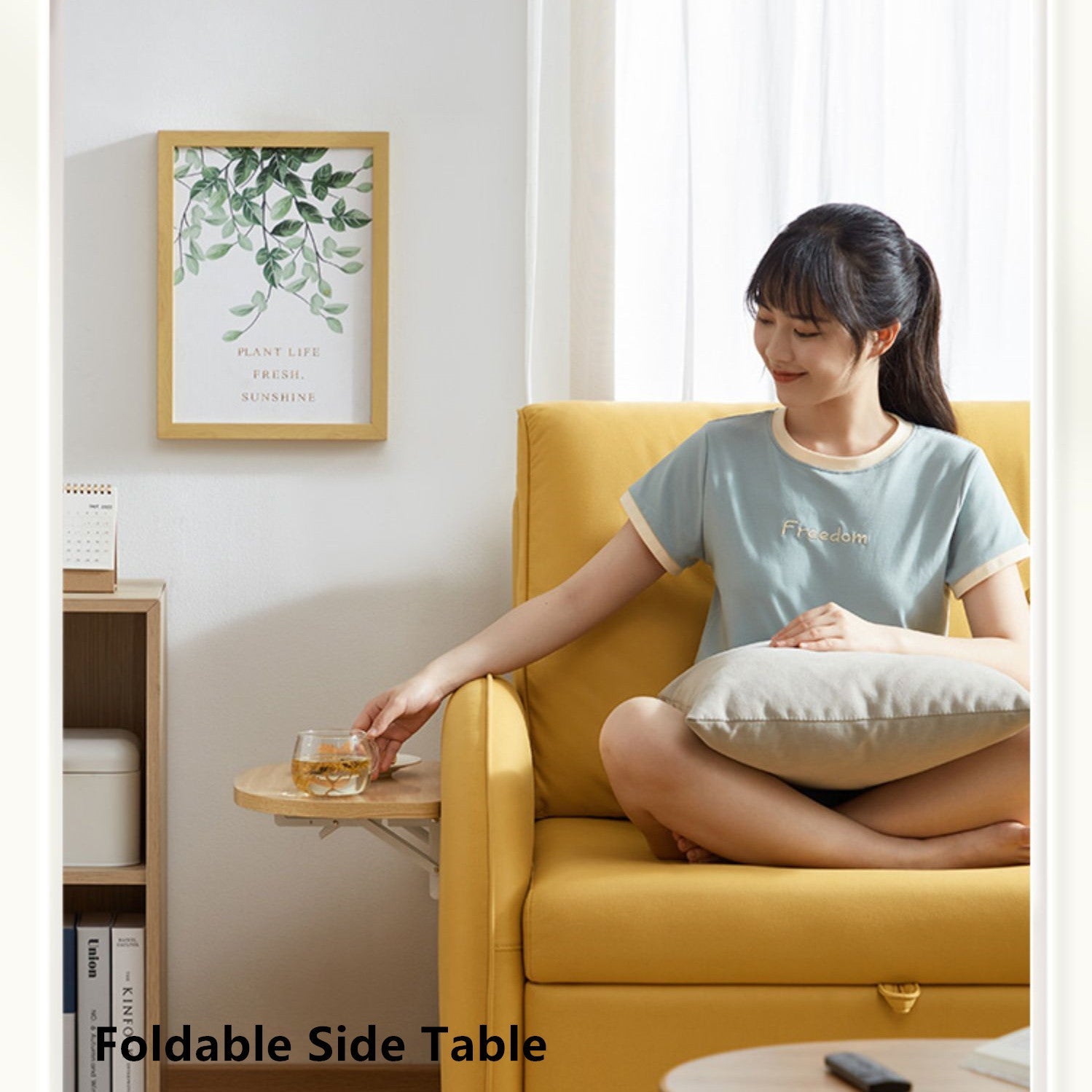 🔥Last 3 days -Balcony Sofa Sleeper Chair with Foldable Side Table and Pocket