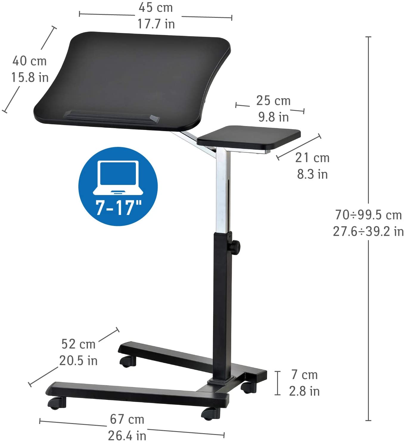 Limited time sale -Portable ans Adjustable Height Rolling Laptop Desk with Mouse Pad