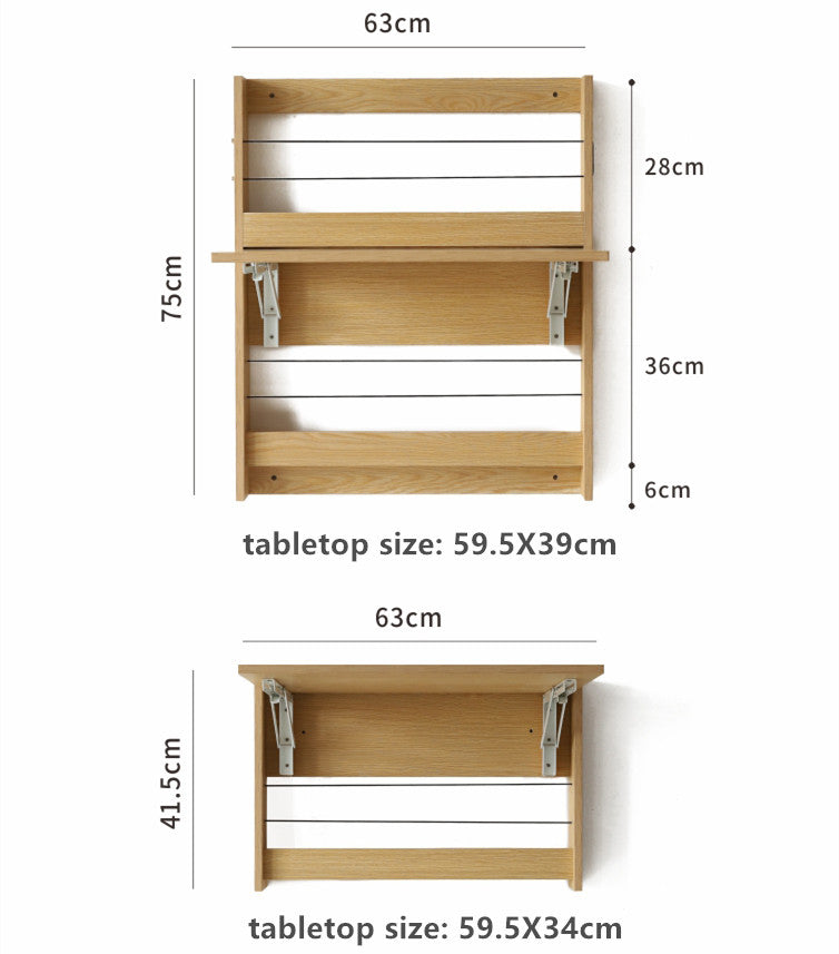 Wall Mounted Foldable Desk With Storage Shelf