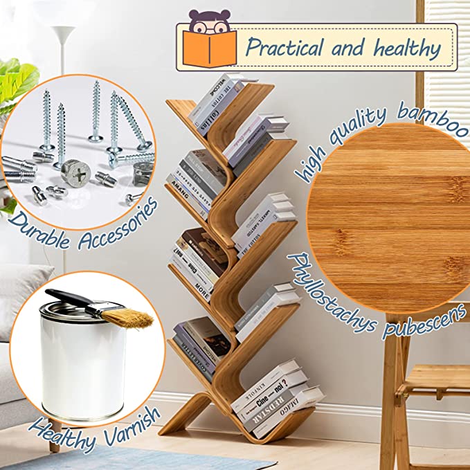 Limited time sale -Modern Floor Standing Curved Tree Bookcase Made of Bent Bamboo