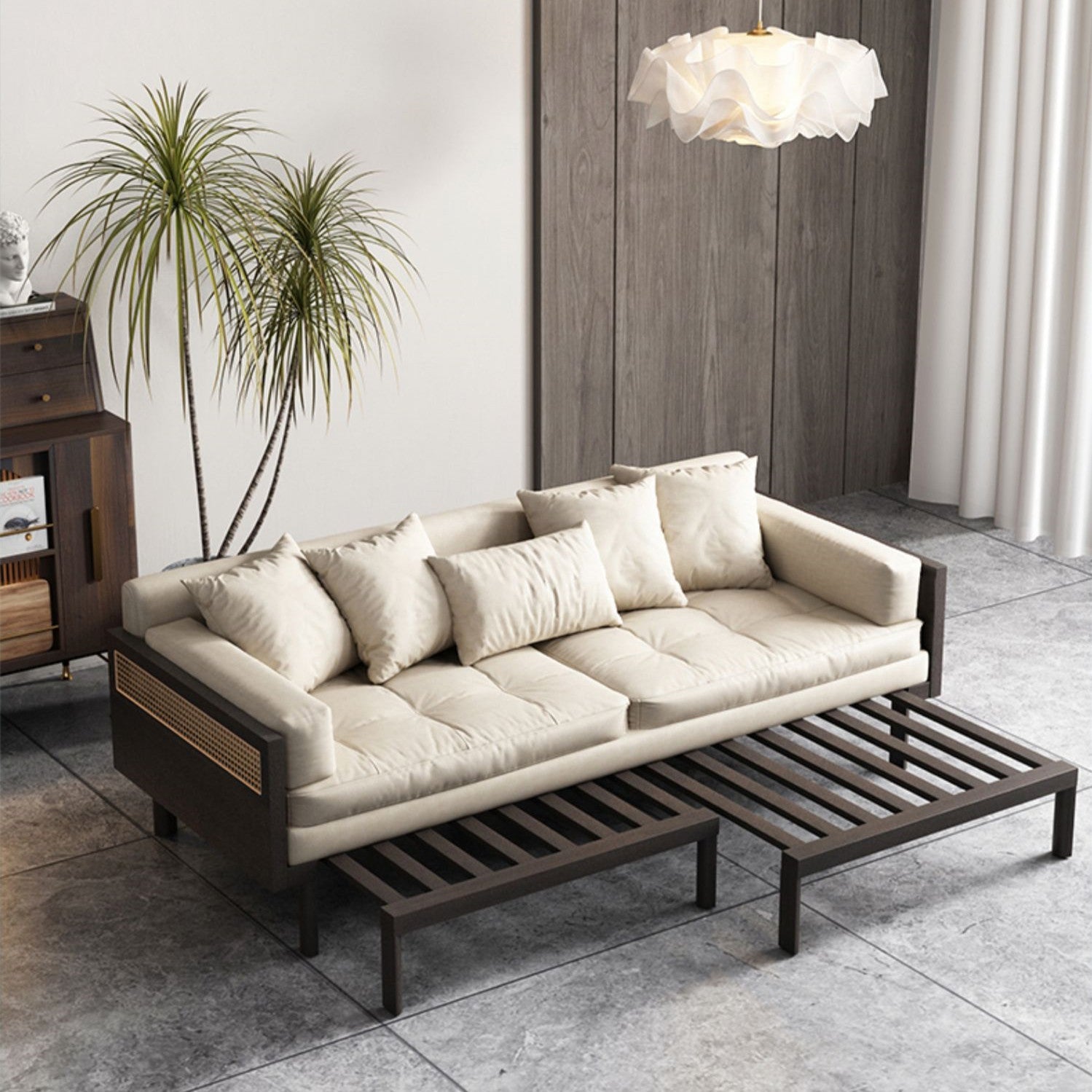 Janpandi Pull Out Multifunction Solid Wood Frame Sofa Bed