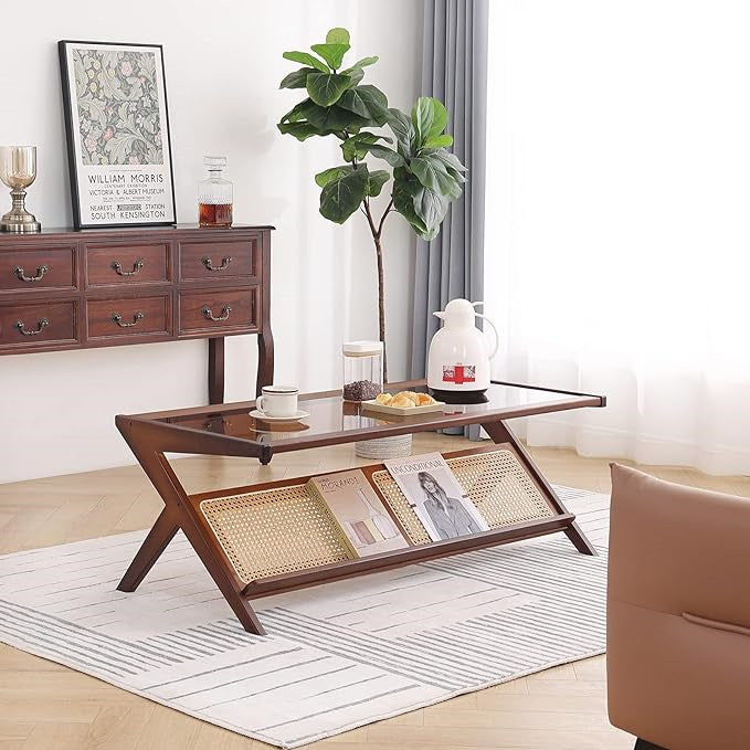 Limited time sale -Bamboo Rattan End Table with Storage