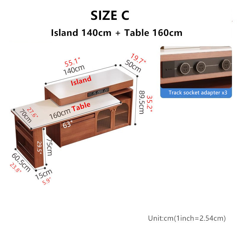Sintered Stone Kitchen Island with 180 Degree Rotating Table