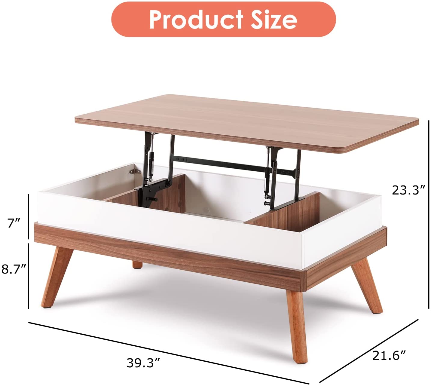 Easy-to-Assembly Lift Top Coffee Table with Hidden Storage Compartment