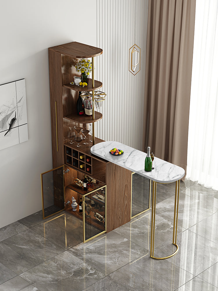 2021 New Design Modern Light Luxury Rotating Wine Bar Table with Cabinet