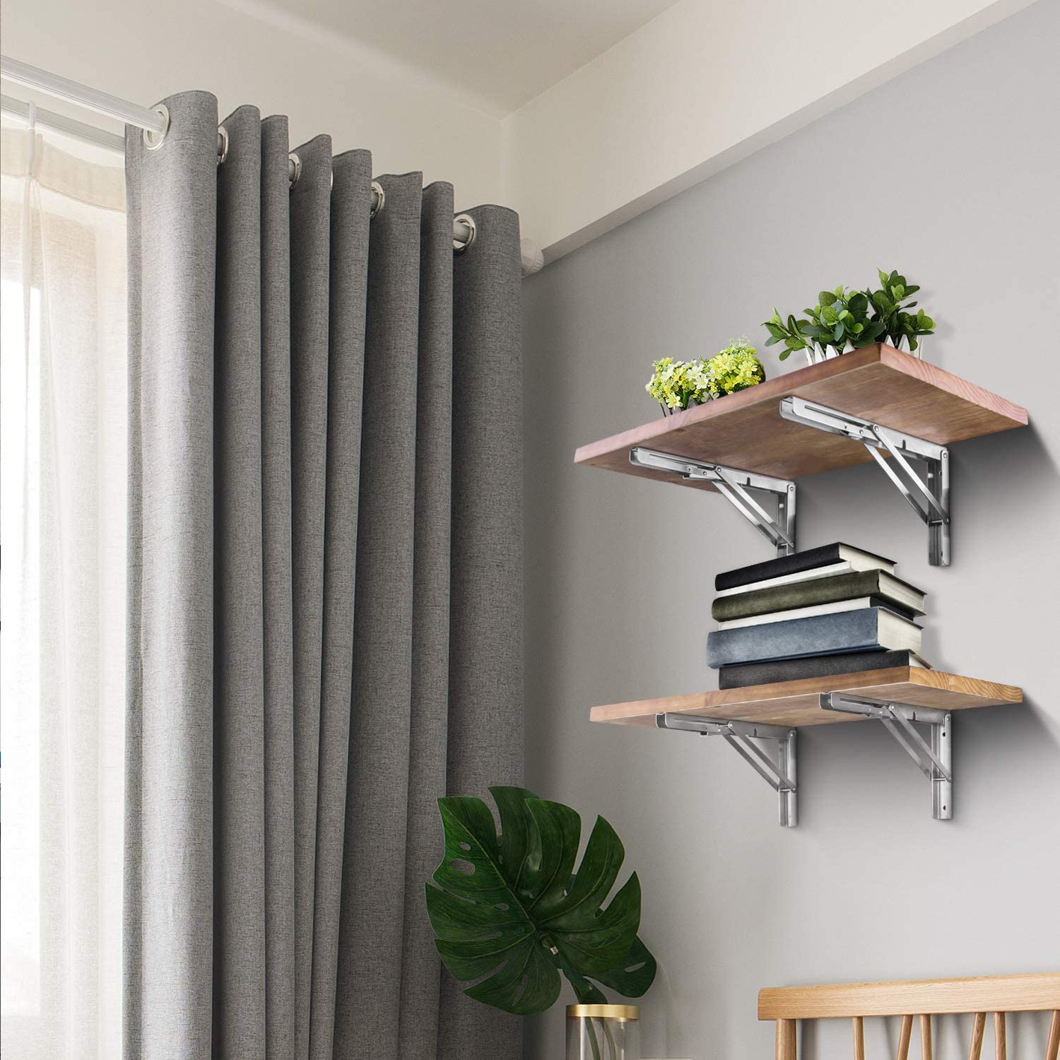 Limited time sale -Heavy Duty Stainless Steel Collapsible Bracket for DIY Space Saving Wall Mounted Work Bench Pack of 2