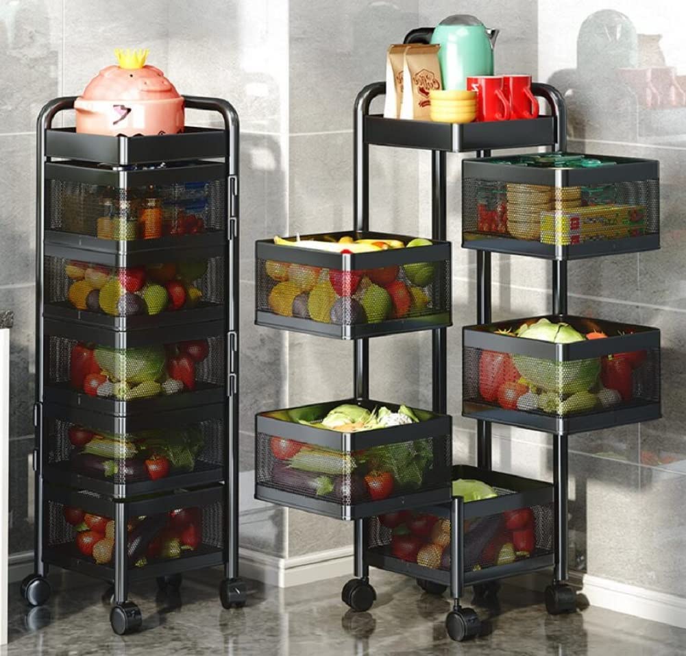 Limited time sale -Multi- Layer Rotating Kitchen Storage Rack with Universal Wheels