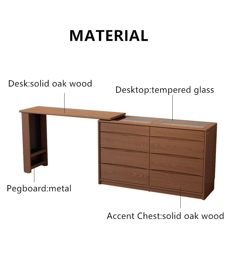 Light Luxury Extendable Vanity Table with 8-Drawer Accent Chest
