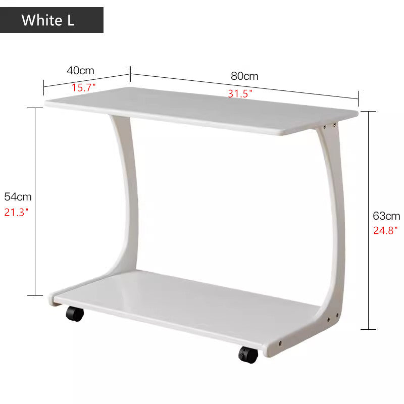 Limited time sale -Solid Wood C-Shaped End Table with Rolling Wheels