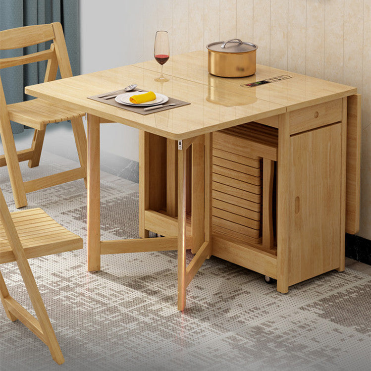 Drop Leaf Folding Dining Table With Foldable Chairs Set 5-Piece