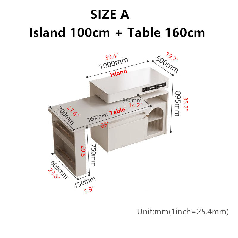 Sintered Stone Kitchen Island with 180 Degree Rotating Table
