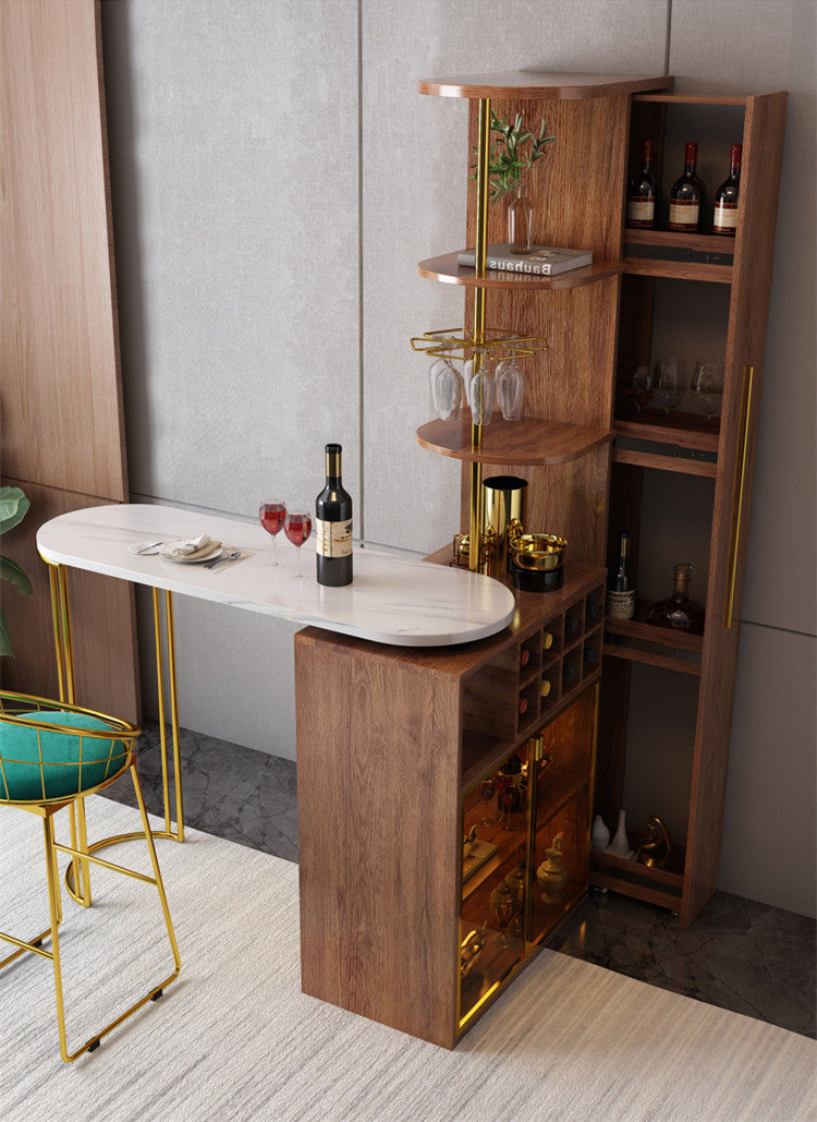 2021 New Design Modern Light Luxury Rotating Wine Bar Table with Cabinet
