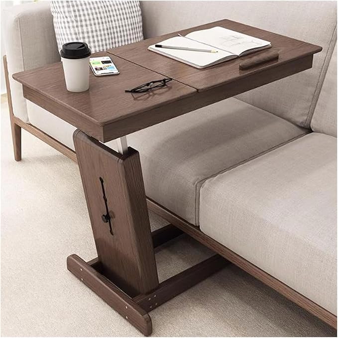 Height Adjustable C Shaped End Table with Tiltable Table Top