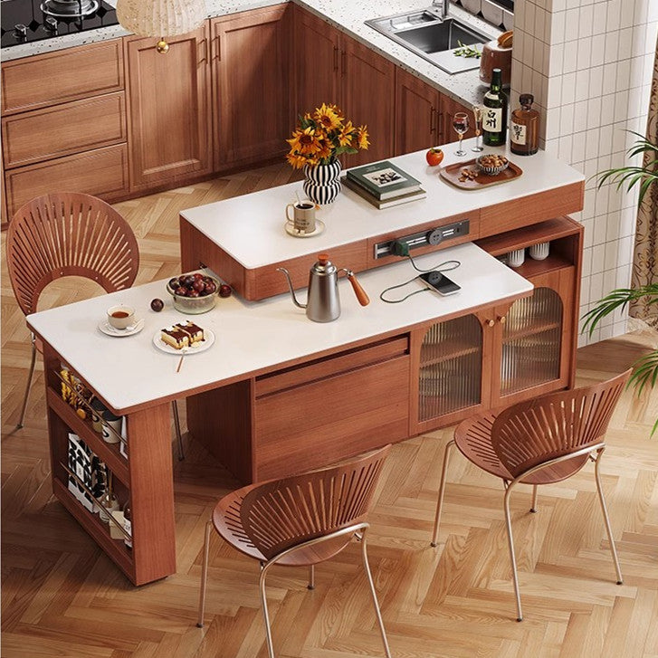 Sintered Stone Kitchen Island with 180 Degree Rotating Table