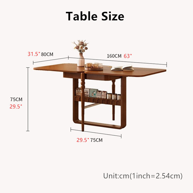 Extendable Tabletop Solid Wood Dining Table with 4 Chairs