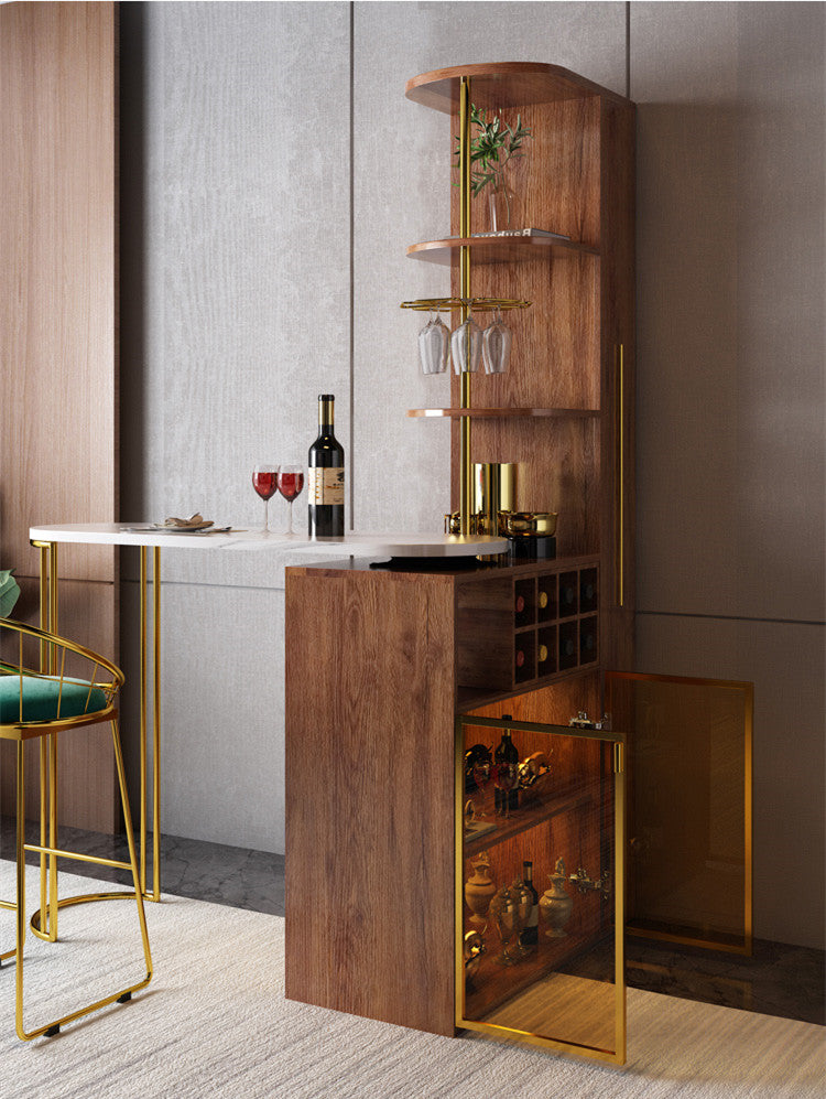 2021 New Design Modern Light Luxury Rotating Wine Bar Table with Cabinet