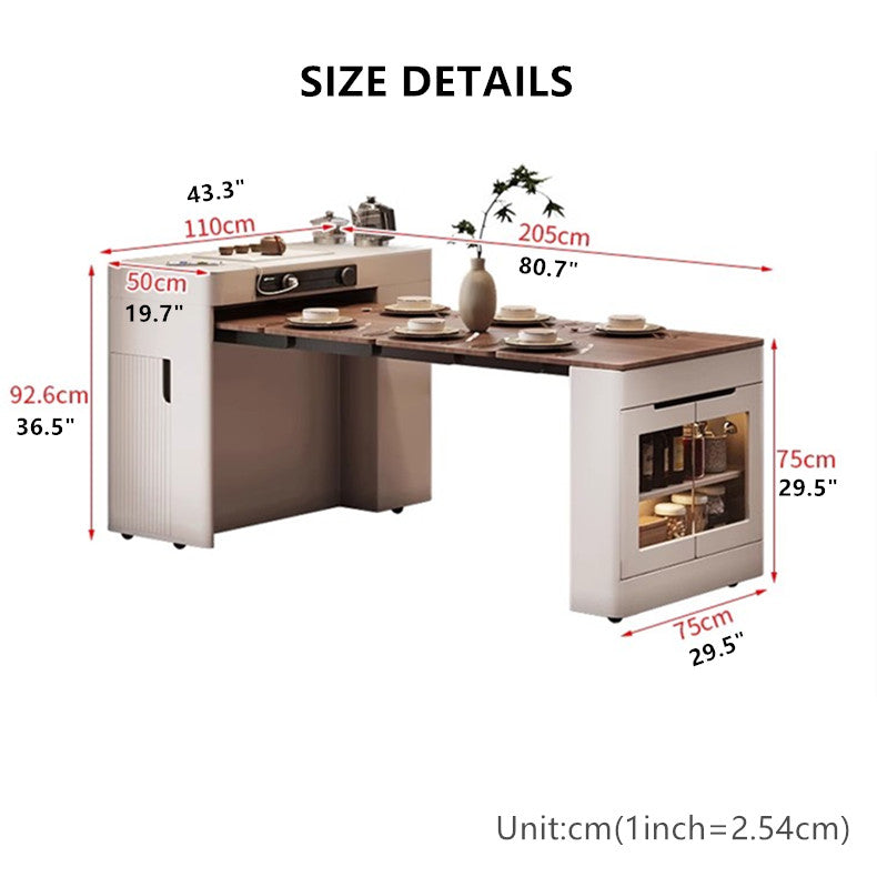 Space Saving Kitchen Island Table with Leaves and Universal Wheels