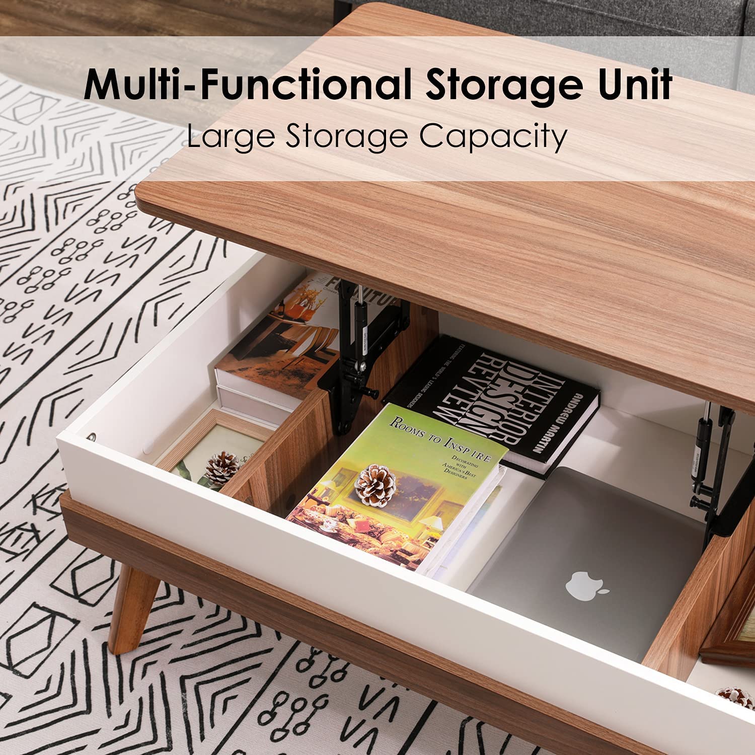 Easy-to-Assembly Lift Top Coffee Table with Hidden Storage Compartment
