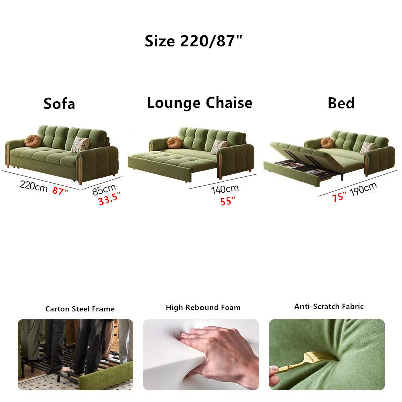 Anti-scratch Flannel Fabric Sofa Bed with Underneath Storage