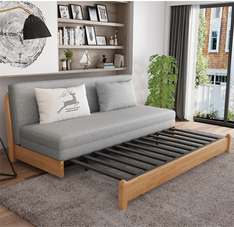 Solid Wood Frame Modern Convertible Sofa Bed With Underneath Storage
