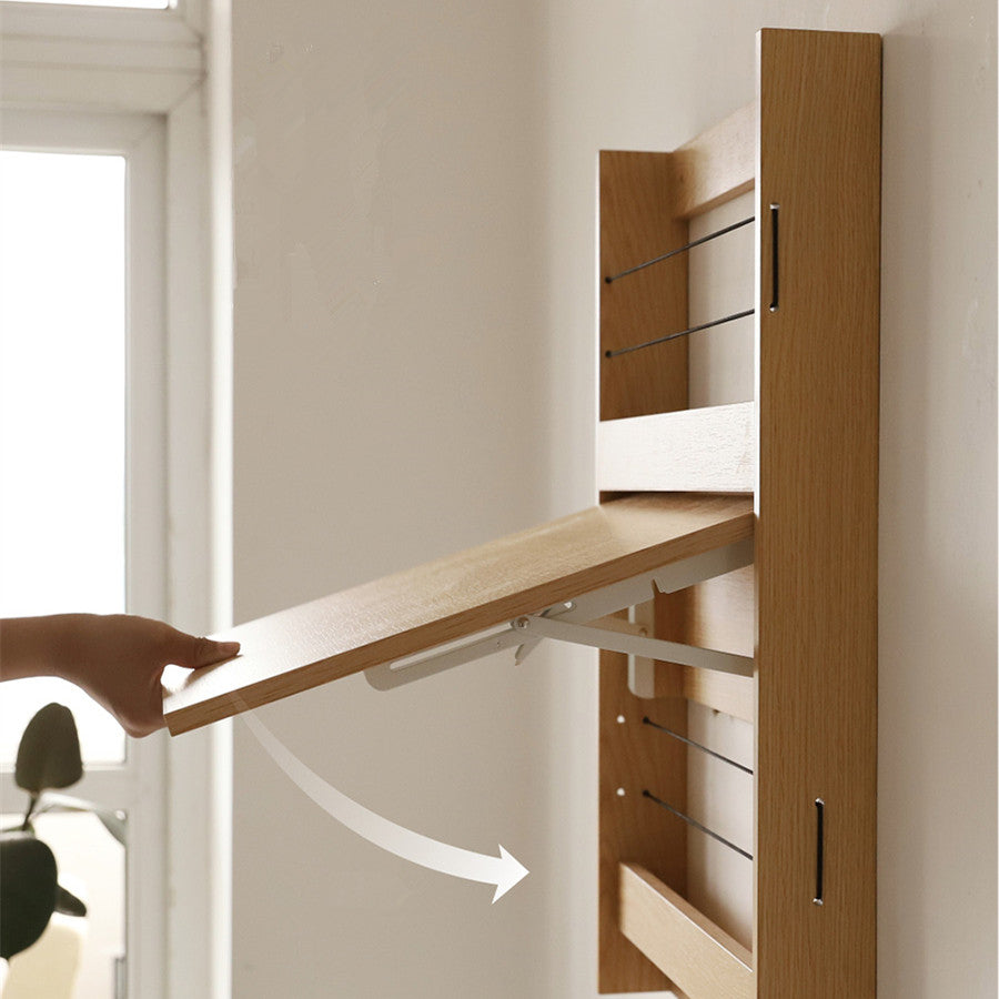 Wall Mounted Foldable Desk With Storage Shelf