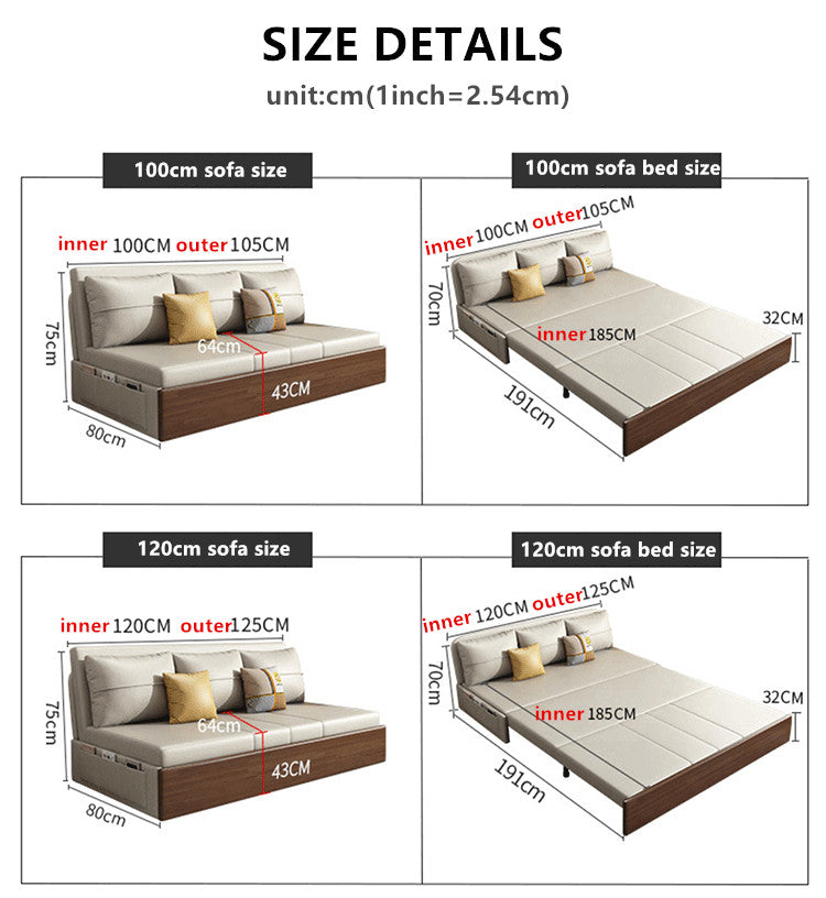 Convertible Sofa Sleeper Bed with Underneath Storage