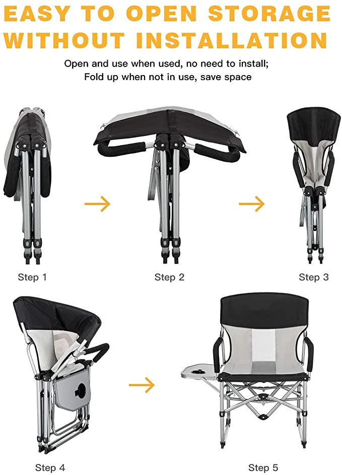 Limited time sale -Heavy Duty Compact Camping Folding Mesh Chair with Side Table and Handle