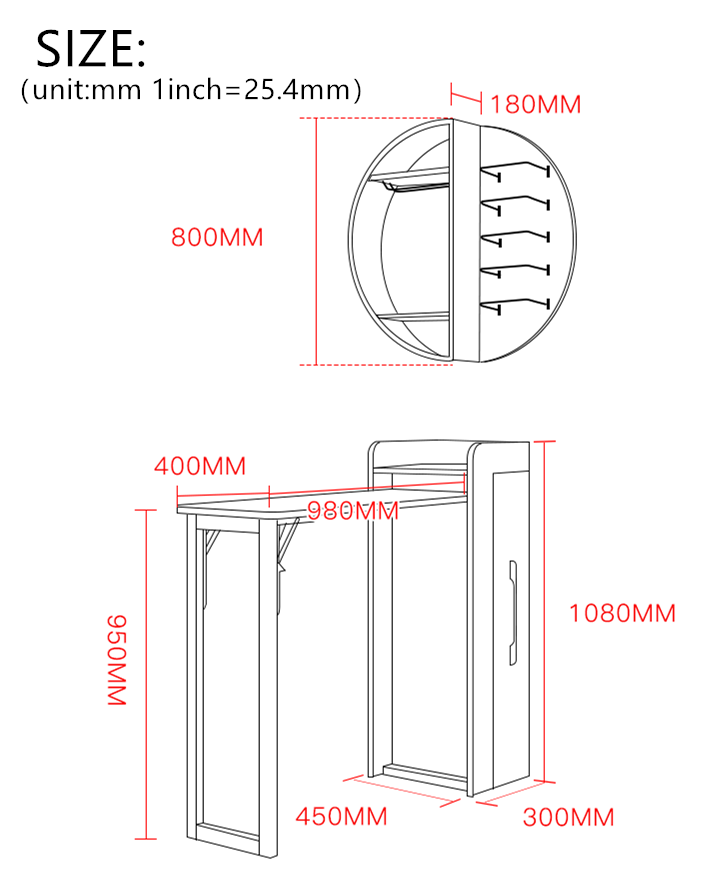 Limited time sale -Folding Retractable Wine Bar Table With WALL Mounted Round Wine Shelf(no chairs)